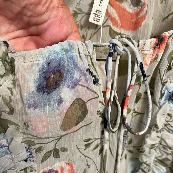 Jessica Simpson Semi-Sheer Polyester Green Maternity Floral Top NWT Sz Medium* - Picture 5 of 8